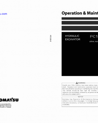 PC130-8(THA) S/N C30001-UP Operation manual (English)