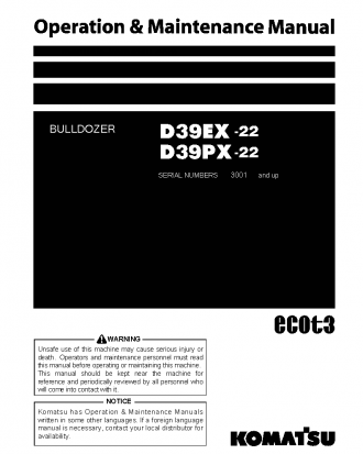 D39EX-22(JPN) S/N 3001-3439 Operation manual (English)