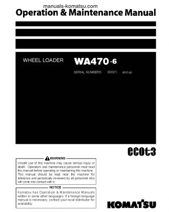 WA470-6(JPN) S/N 90001-90090 Operation manual (English)