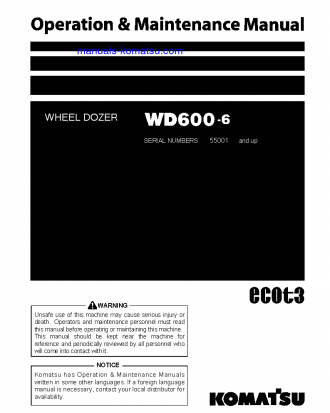 WD600-6(JPN) S/N 55001-55011 Operation manual (English)