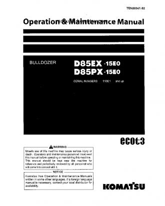 D85EX-15(JPN)-E0 S/N 11601-11641 Operation manual (English)