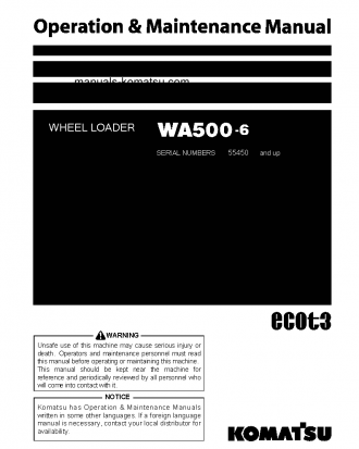 WA500-6(JPN) S/N 55450-55528 Operation manual (English)