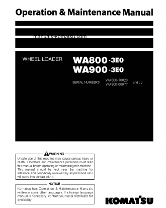 WA900-3(JPN)-E0 S/N 60077-60094 Operation manual (English)