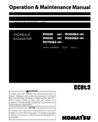 PC650LC-8(JPN)-E0 S/N 65001-UP Operation manual (English)