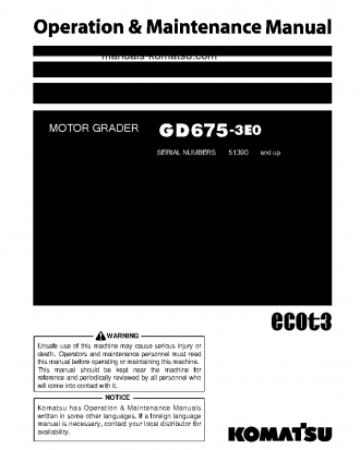 GD675-3(JPN)-E0 S/N 51390-UP Operation manual (English)