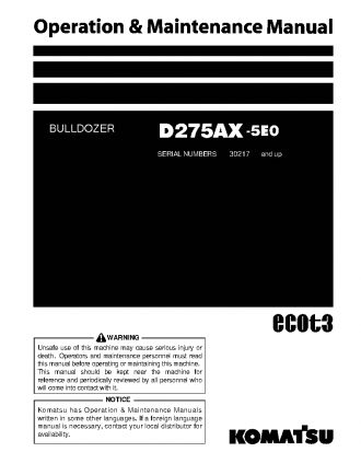 D275AX-5(JPN)-E0 S/N 30217-40000 Operation manual (English)