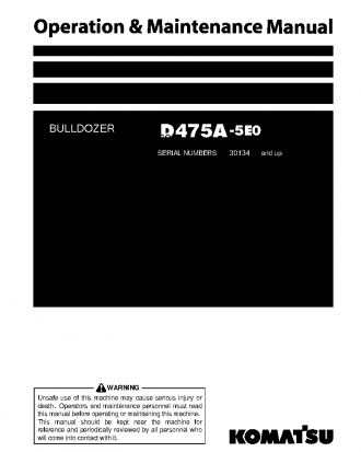 D475A-5(JPN)-E0, ONE-WAY STEERING LEVER S/N 30134-UP Operation manual (English)