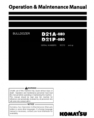 D21A-8(JPN)-E0 S/N 90219-UP Operation manual (English)