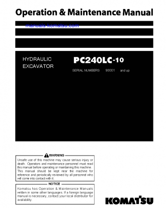 PC240LC-10(JPN) S/N 90001-UP Operation manual (English)