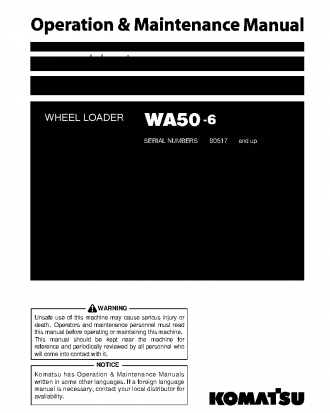 WA50-6(JPN) S/N 60517-60924 Operation manual (English)