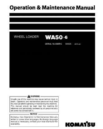 WA50-6(JPN) S/N 60925-61465 Operation manual (English)