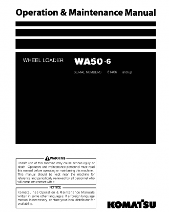 WA50-6(JPN) S/N 61466-63074 Operation manual (English)