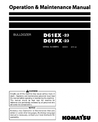 D61EX-23(JPN) S/N 30001-31832 Operation manual (English)