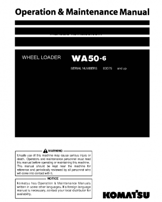 WA50-6(JPN) S/N 63075-UP Operation manual (English)