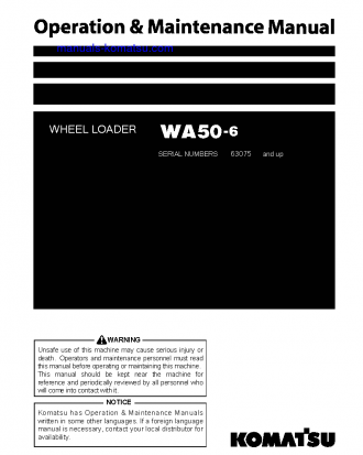 WA50-6(JPN) S/N 63075-66835 Operation manual (English)