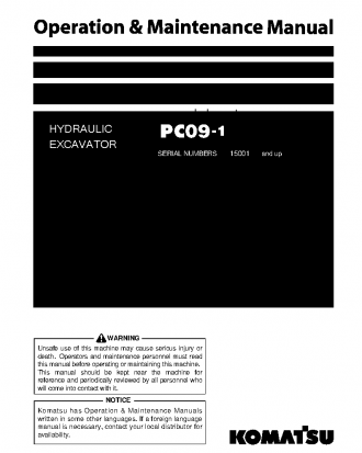 PC09-1(JPN) S/N 15001-UP Operation manual (English)