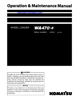 WA470-8(JPN) S/N 100010-100301 Operation manual (English)