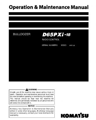 D65PXI-18(JPN)-RADIO CONTROL SPEC. S/N 90023-UP Operation manual (English)
