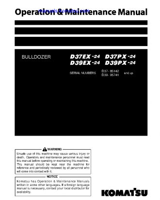 D37EX-24(JPN) S/N 85142-UP Operation manual (English)