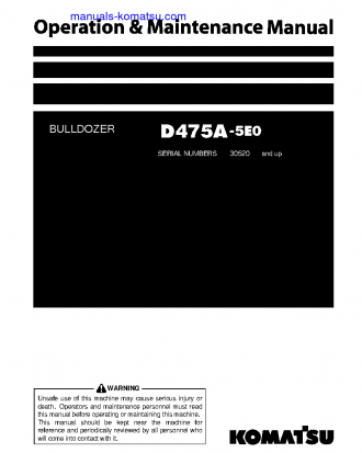 D475A-5(JPN)-E0 S/N 30520-UP Operation manual (English)