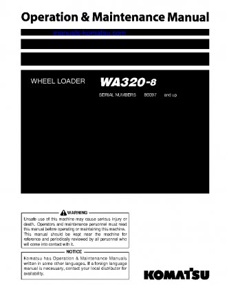 WA320-8(JPN) S/N 86097-UP Operation manual (English)