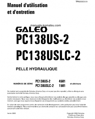 PC138USLC-2(JPN) S/N 1501-UP Operation manual (French)