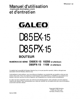 D85EX-15(JPN) S/N 10250-UP Operation manual (French)
