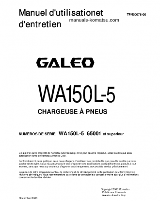 WA150L-5(JPN) S/N 65001-UP Operation manual (French)