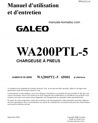 WA200PTL-5(JPN) S/N 65001-UP Operation manual (French)