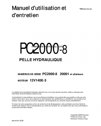 PC2000-8(JPN) S/N 20001-UP Operation manual (French)