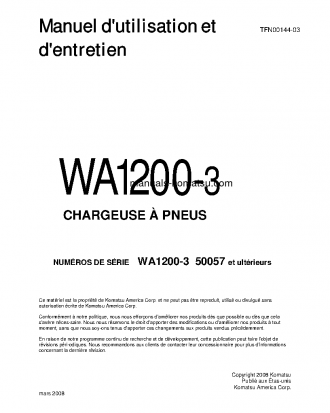 WA1200-3(JPN) S/N 50057-UP Operation manual (French)