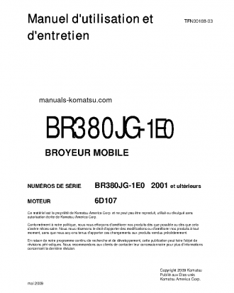 BR380JG-1(JPN)-E0 S/N 2001-UP Operation manual (French)