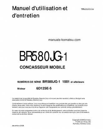 BR580JG-1(JPN) S/N 1001-UP Operation manual (French)