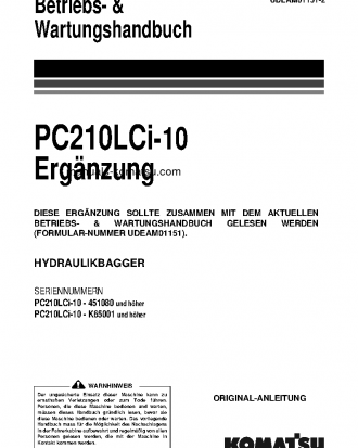 PC210LCI-10(GBR) S/N K65001-UP Operation manual (German)