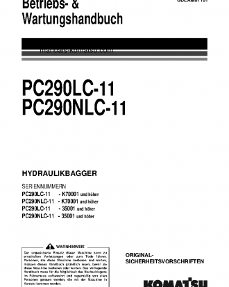 PC290LC-11(GBR) S/N K70001-UP Operation manual (German)
