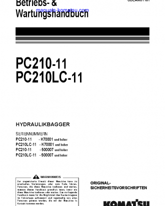 PC210-11(GBR) S/N K70001-UP Operation manual (German)