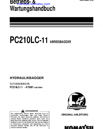 PC210LC-11(GBR)-DEMOLITION S/N K70001-UP Operation manual (German)