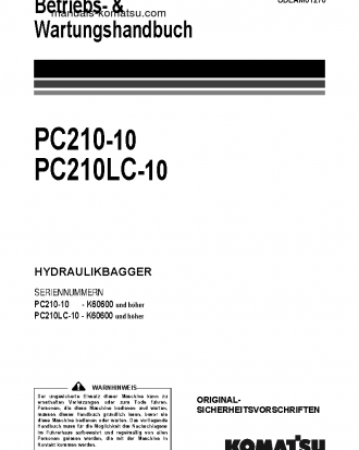 PC210LC-10(GBR) S/N K60600-UP Operation manual (German)
