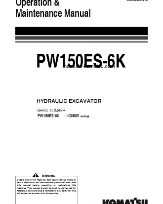 PW150ES-6(GBR)-K S/N K34001-K35000 Operation manual (English)