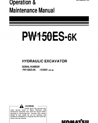 PW150ES-6(GBR)-K S/N K35001-UP Operation manual (English)