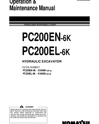 PC200EL-6(GBR)-K S/N K34049-UP Operation manual (English)