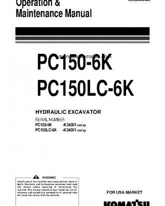 PC150LC-6(GBR)-K S/N K34001-UP Operation manual (English)