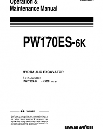 PW170ES-6(GBR)-K S/N K35001-UP Operation manual (English)