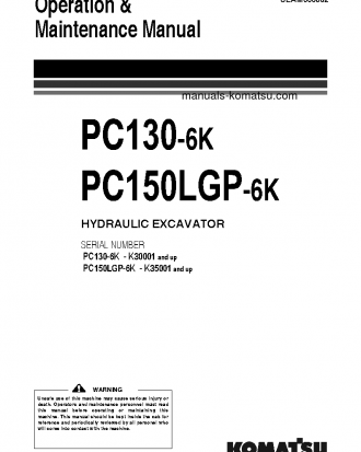 PC130-6(GBR)-K S/N K30001-UP Operation manual (English)