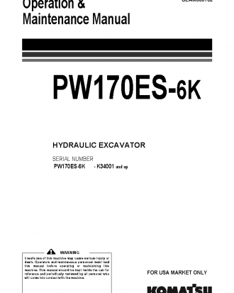 PW170ES-6(GBR)-K S/N K34001-UP Operation manual (English)