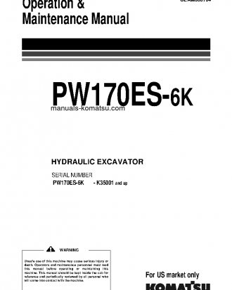PW170ES-6(GBR) S/N K35001-UP Operation manual (English)
