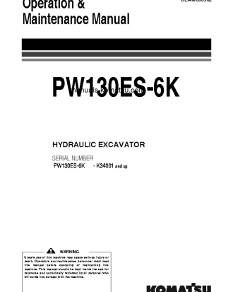 PW130ES-6(GBR)-K S/N K34001-K35000 Operation manual (English)