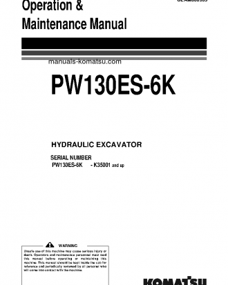 PW130ES-6(GBR)-K S/N K35001-UP Operation manual (English)