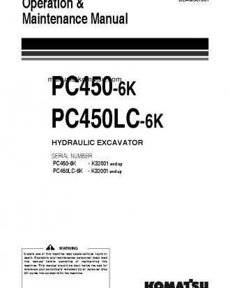 PC450-6(GBR)-K S/N K32001-K34021 Operation manual (English)