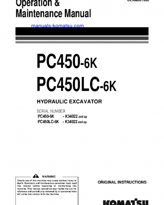 PC450-6(GBR)-K S/N K34022-UP Operation manual (English)